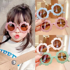 Lunettes de soleil mignonnes à fleurs pour enfants, cadre pour documents bonbons, protection UV extérieure pour garçons et filles