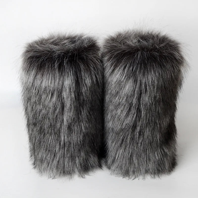 Bottes de neige d'hiver pour femmes en plein air de luxe fourrure fausse fourrure de renard bottes femme en peluche chaud plate-forme chaussures nouvelle mode Bottes grande taille 46
