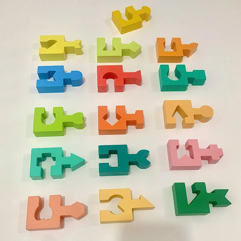 Puzzles en bois pour enfants, blocs de construction assemblés, jouets éducatifs, pensée logique, entraînement spatial, jouets Montessori