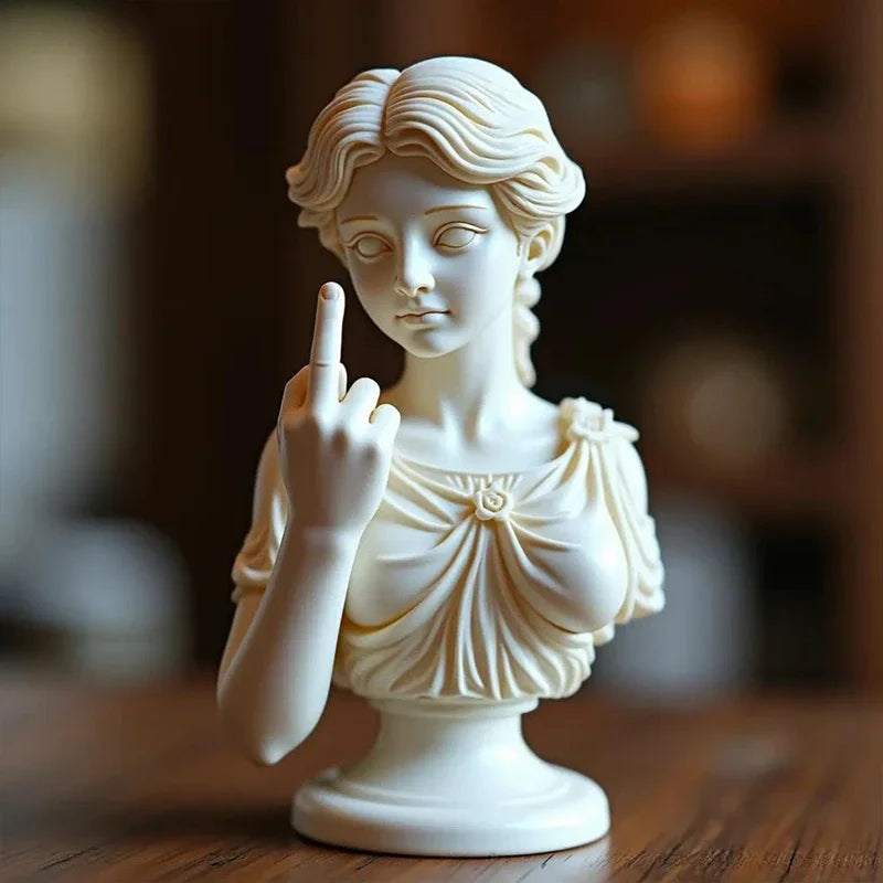 Statue de déesse de Vienne drôle en résine, Sculpture offensive du doigt du milieu, Figurines de bureau Medusa, nouveauté, cadeau artistique, décoration de maison