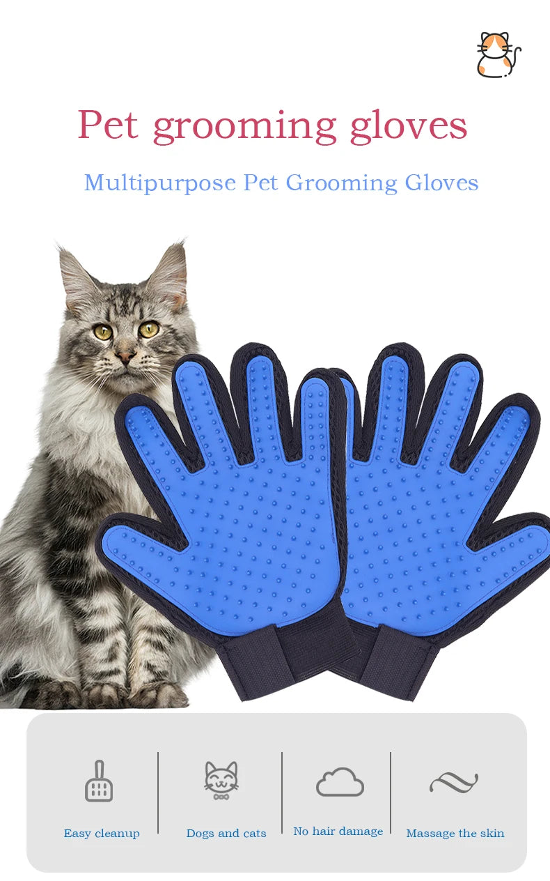 Gant de toilettage pour animaux de compagnie, gant de toilettage pour poils de chat, brosse de démêlage, peigne pour chien, bain, épilateur, brosse de Massage propre pour animaux