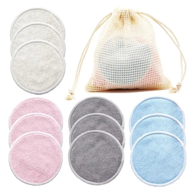 Tampons de coton réutilisables, tampons démaquillants ronds lavables en bambou, tampons d'allaitement en tissu, outil de soins de la peau, nettoyage de la peau, 12 pièces