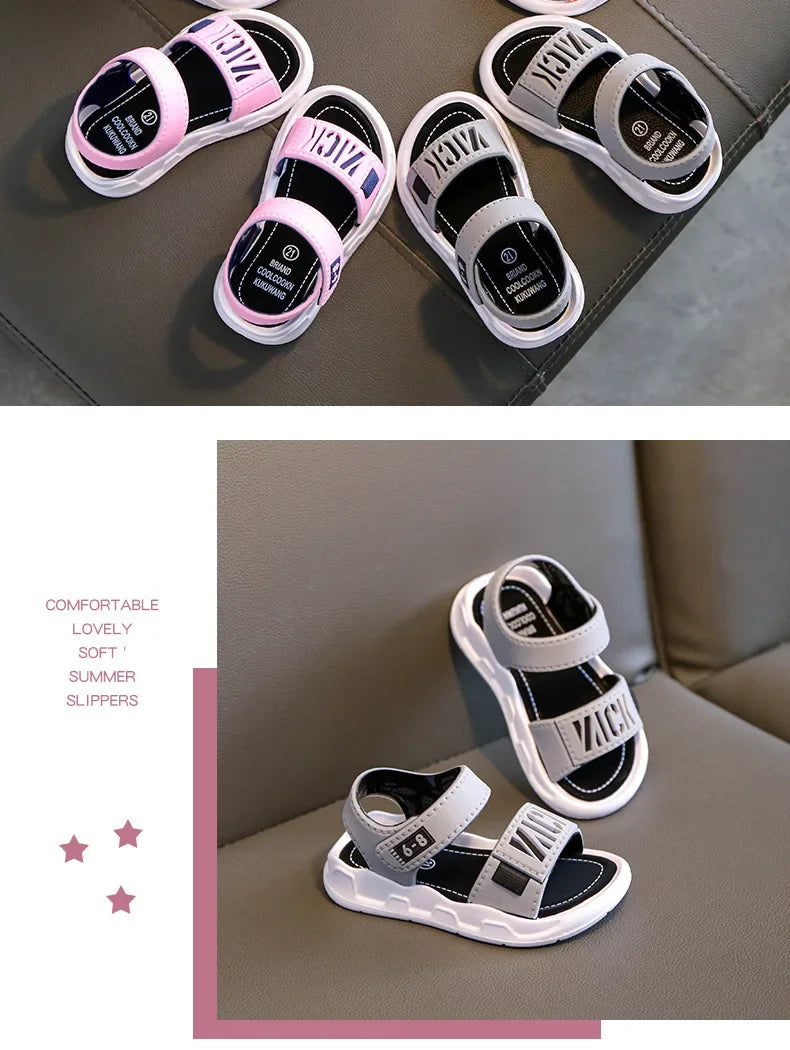 Sandales pour enfants étudiants chaussures antidérapantes simples généreux garçons filles sandales porter et hors facile fond souple enfants chaussures décontractées