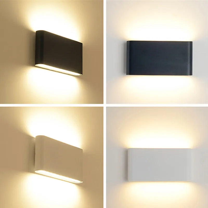 6W 12W mur LED lampe extérieure étanche éclairage de jardin en aluminium AC86-265V intérieur chambre salon escaliers applique murale