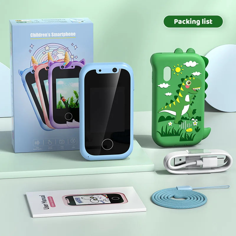 Téléphone jouet intelligent pour enfants, téléphone de jeu à écran tactile, lecteur de musique MP3 avec double caméra pour fille et garçon, cadeaux de noël et d'anniversaire