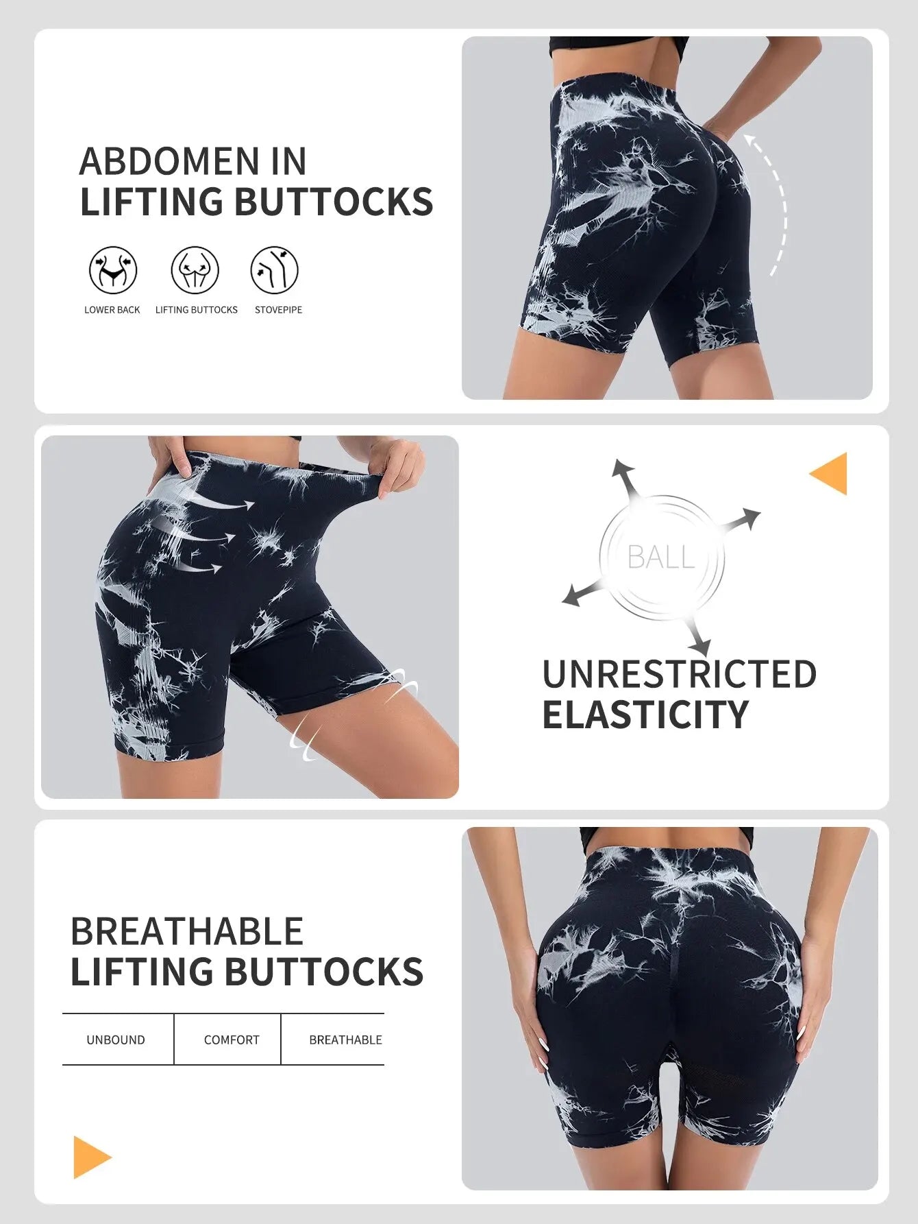 Pantalon de Fitness sans couture teint par nouage pour femmes, taille haute et levage, short serré de sport, course à pied, Sexy, pêche, Fitness, Yoga