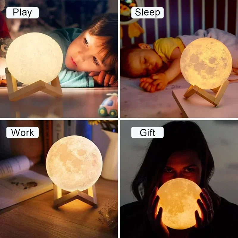8CM LED veilleuse impression 3D lune lampe chambre décor MoonLight pour enfants cadeaux décorations créatif chevet atmosphère éclairage