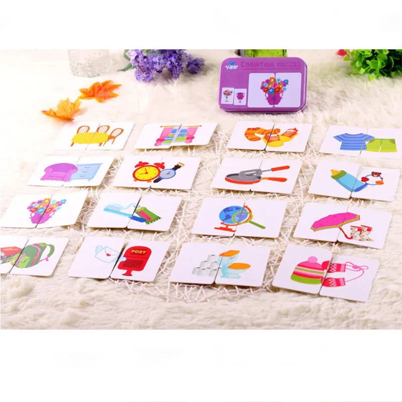 Puzzle en bois pour bébé jouets Montessori dos boîte en fer pour enfants de 2 3 et 4 ans