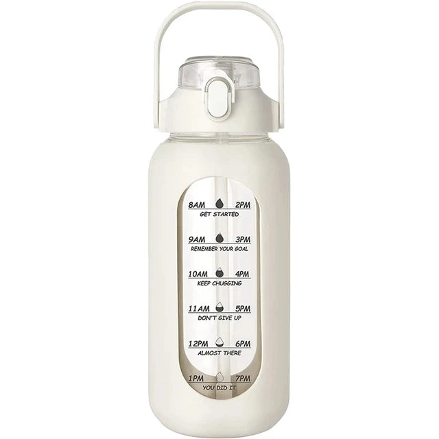 Bouteilles d'eau en verre de 1000ML avec paille, bouteille en verre avec manchon en Silicone et marqueur de temps, pour salle de sport, Camping, maison et bureau