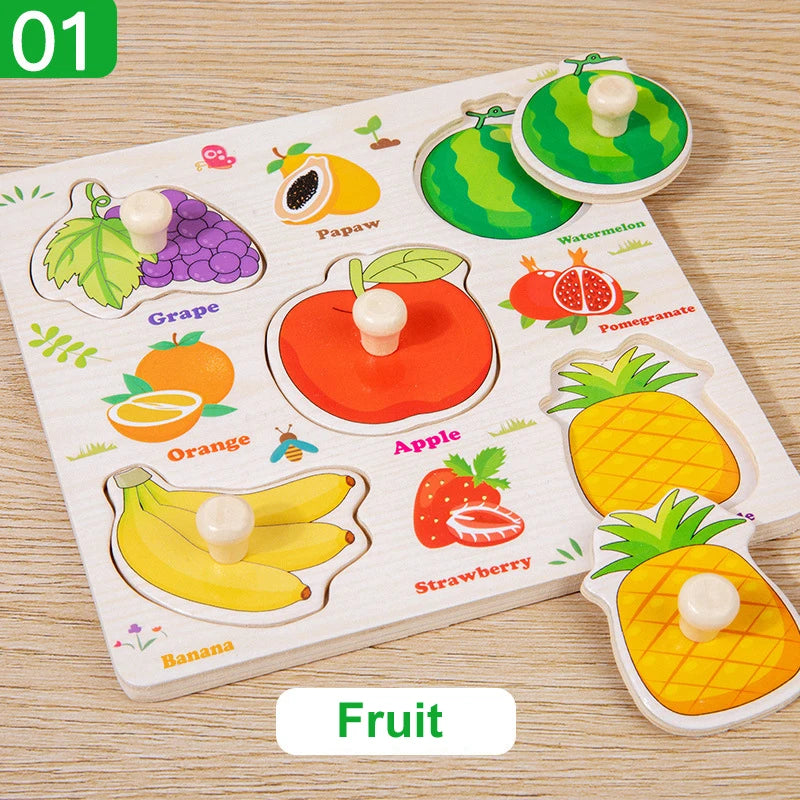 Jouets Montessori pour bébé, Puzzle 3d en bois, dessin animé, Intelligence animale, jouets éducatifs d'apprentissage précoce pour enfants
