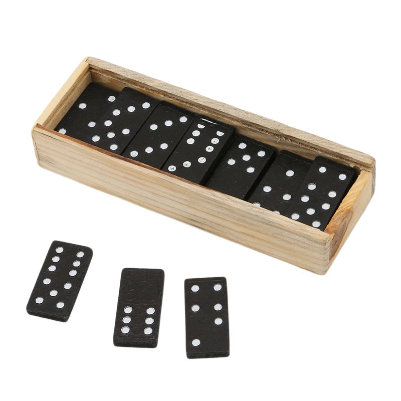 28 pièces/ensemble jeux de société dominos en bois voyage jeu de Table drôle jouets dominos enfant jouets éducatifs pour enfants cadeaux