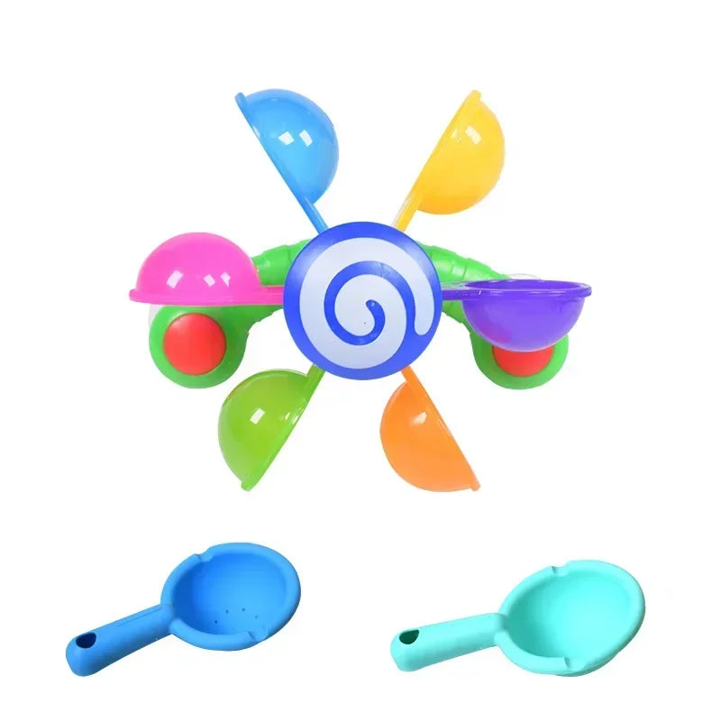 Moulin à vent arc-en-ciel pour tout-petits, ventouse de bain, jouet de pulvérisation d'eau, roue à eau colorée, ensemble de jouets de bain pour bébé, jouet d'arrosage de douche