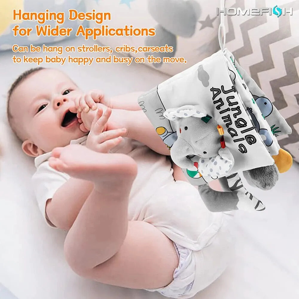 Poussette d'apprentissage mentaires oriel Montessori pour bébés et tout-petits, jouets de nettoyage doux, drapeau tactile 3D, livre de gril pour les abonnés élevés, cadeaux pour nourrissons et tout-petits