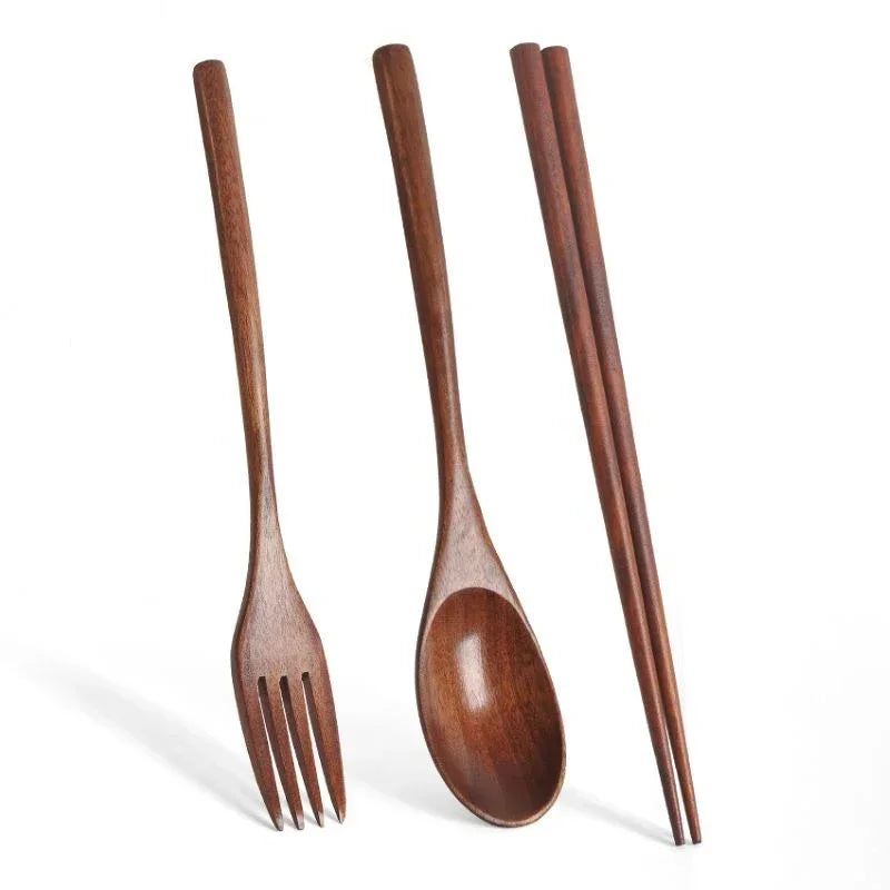 Cuillère fourchette baguettes couverts portables ensemble de couverts en bois voyage ensemble de couverts écologiques cadeaux ustensiles pour ensembles de cuisine salle à manger
