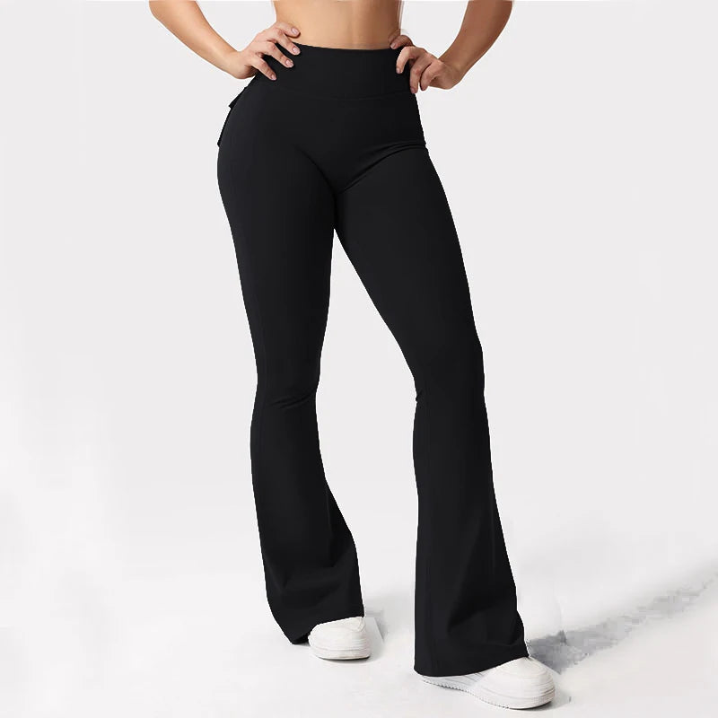Leggings de Yoga à jambes larges et extensibles pour femmes, sensation nue, vêtements de travail de Fitness à Compression avec poches, nouvelle collection 2024 ﻿