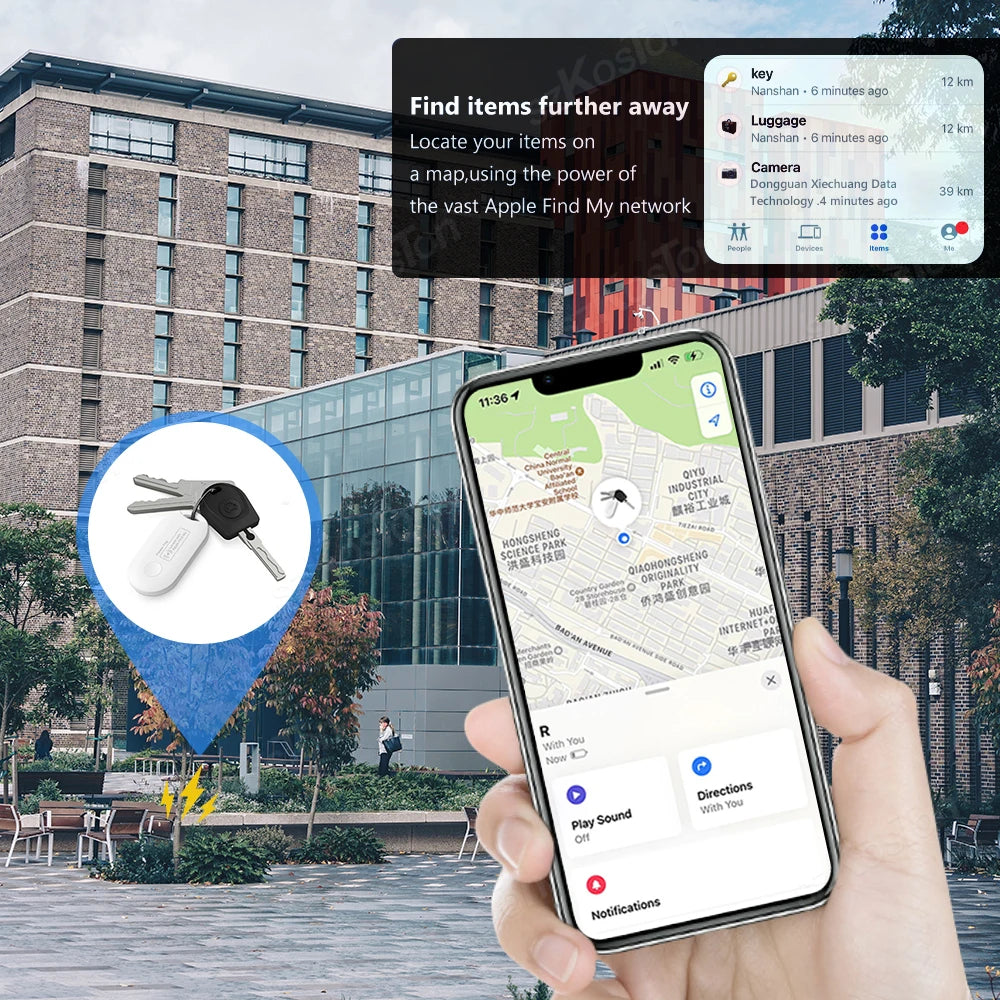 Localisateur Global d'étiquette intelligente, Mini traceur GPS, fonctionne avec iOS, trouver mon application, localisateur Anti-perte pour clés, portefeuille, bagages de voiture