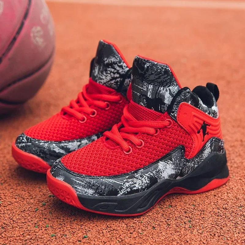 2025 Kids Basketball Shoes, New Boys' Brand Thick Sole Non-Slip Children's Sports Shoes, Boy's Basketball Trainer Shoes
