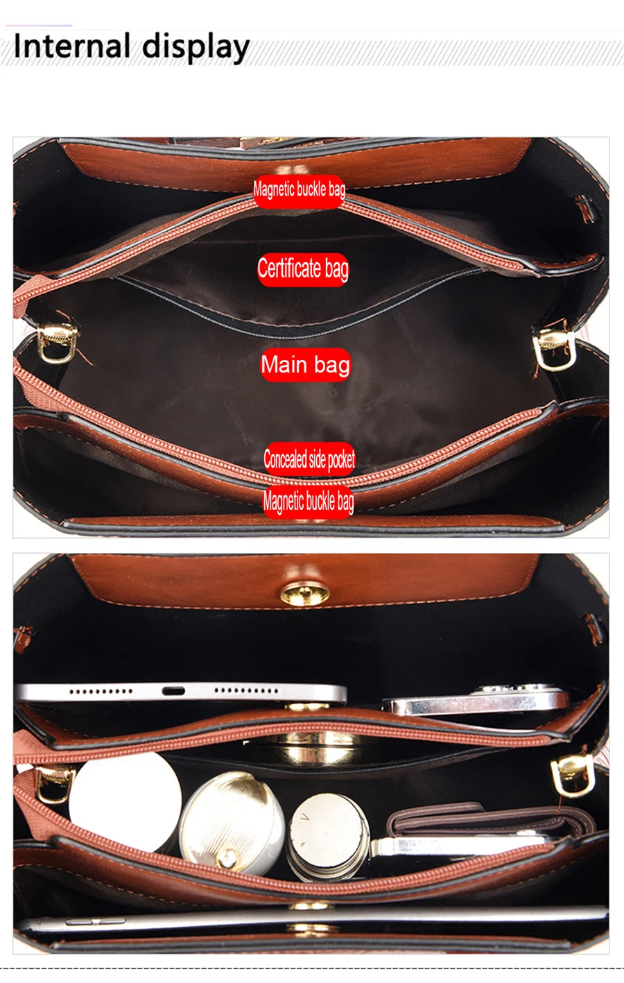 Famous brand women's handbags, high quality crocodile stripe three-piece designer shoulder bag/tote bag 