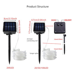 Solar string lights, outdoor tube rope lights, waterproof tube lights for outdoor home, garden, parties, and decorations. LED outdoor lights.