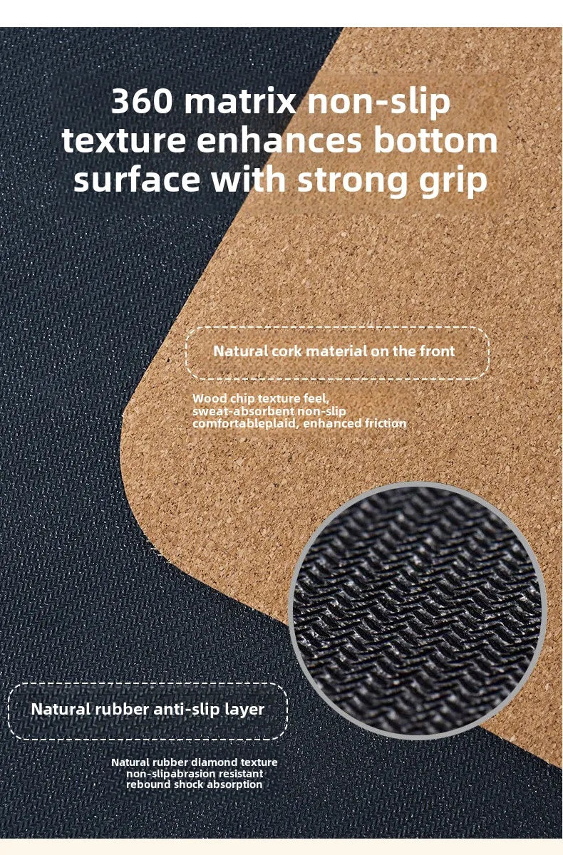 2025 Nouveau tapis de yoga de luxe en liège et caoutchouc naturel avec lignes d'alignement gravées au laser - Absorption des chocs, antidérapant, réduction du bruit