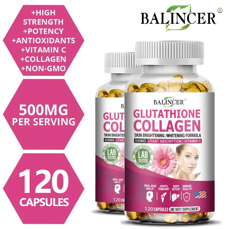 Collagène de glutathion - Blanchiment et éclaircissant, soutient la santé de la peau, des cheveux et des ongles, favorise la désintoxication et la santé immunitaire