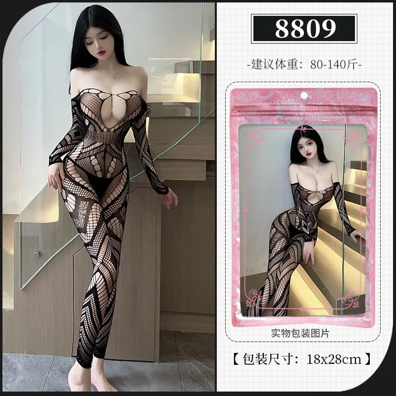 Body Sexy à entrejambe ouvert pour femmes, 24 Styles, bas de corps en maille résille érotique, porno ajouré, Teddy, Lingerie sans entrejambe