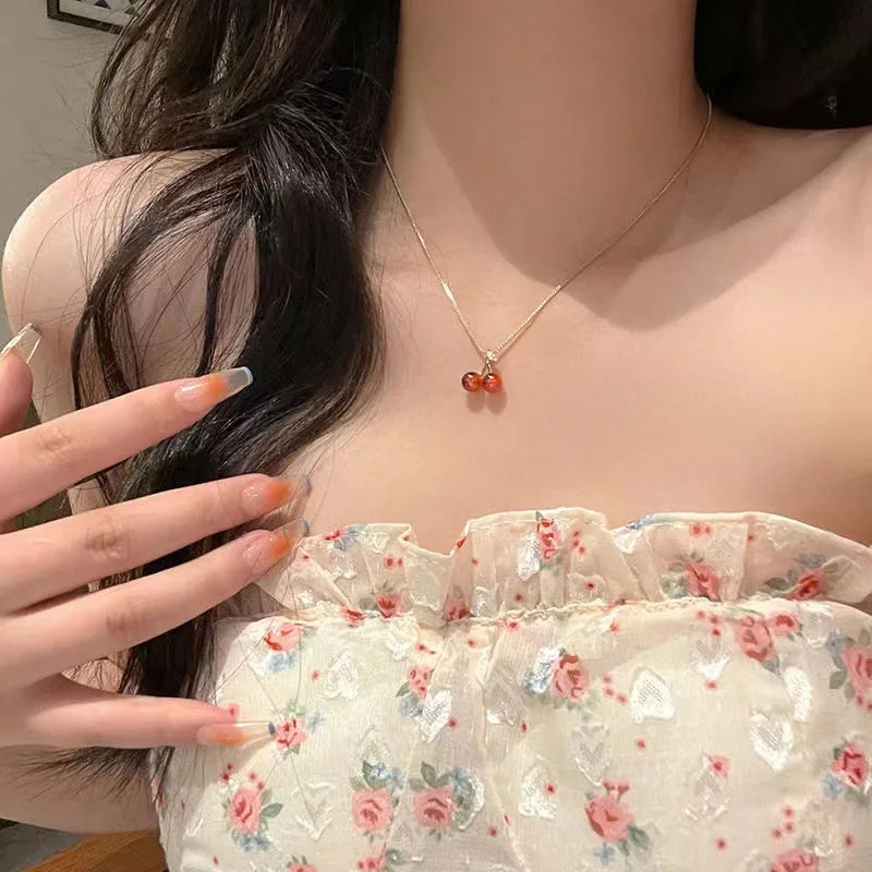 Collier de personnalité pour femme, bijoux de mariage, cadeaux d'anniversaire, vin rouge, aucun pendentif couleur or, ensemble de boucles d'oreilles, mode