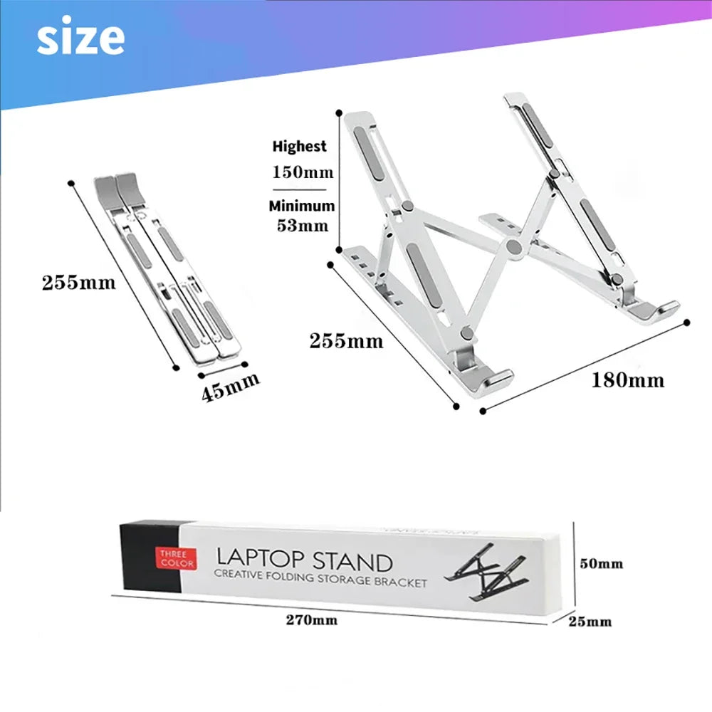 Support d'ordinateur Portable en aluminium, Base supérieure pliable, Support d'ordinateur pour Macbook Air Pro, accessoires
