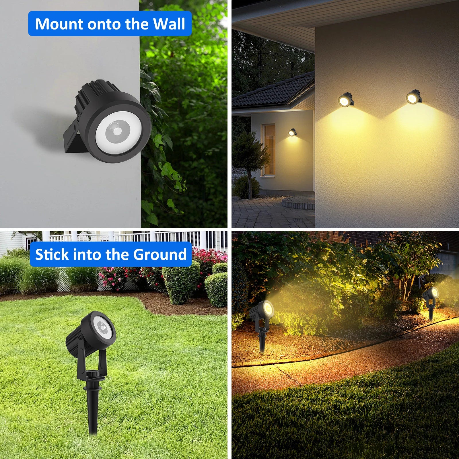 3000K Solar Tree Light for Outdoor Garden Decoration, IP65 Waterproof, 4 LED Warm Lights, Courtyard Landscape, Street Wall Solar Projector