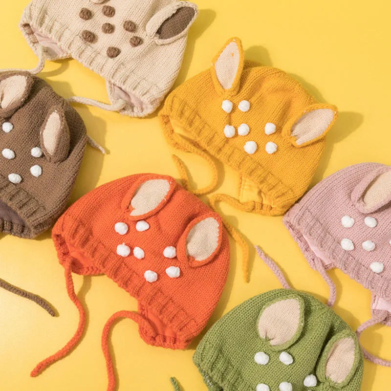 Bonnet de protection des oreilles Elk Cartoon pour enfants, bonnet de Noël pour enfants, cache-oreilles chauds pour nouveau-né, joli cadeau pour bébé, hiver