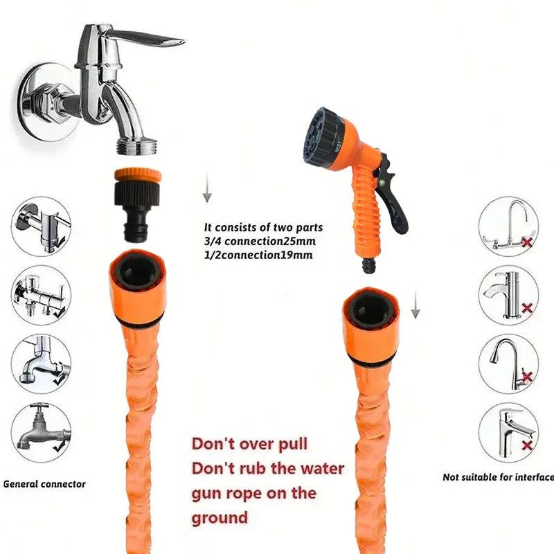Tuyau magique extensible, lavage de voiture à haute pression, 7 fonctions de pulvérisation d'eau, pistolet à eau, tuyau d'arrosage de jardin domestique