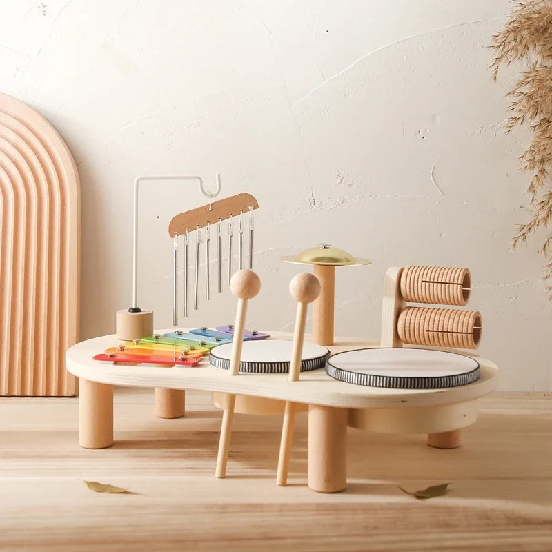 Jouets éducatifs pour bébés, cloches éoliennes en bois, jouets musicaux Montessori pour enfants, Xylophone, cadeaux d'anniversaire pour nouveau-nés, jouets de Table musicale