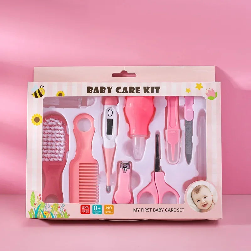 Soins de santé des cheveux thermomètre brosse de toilettage tondeuse anneau de dentition brosse à dents Kit bébé essentiels 10 pièces bébé coupe-ongles ensemble de soins enfant