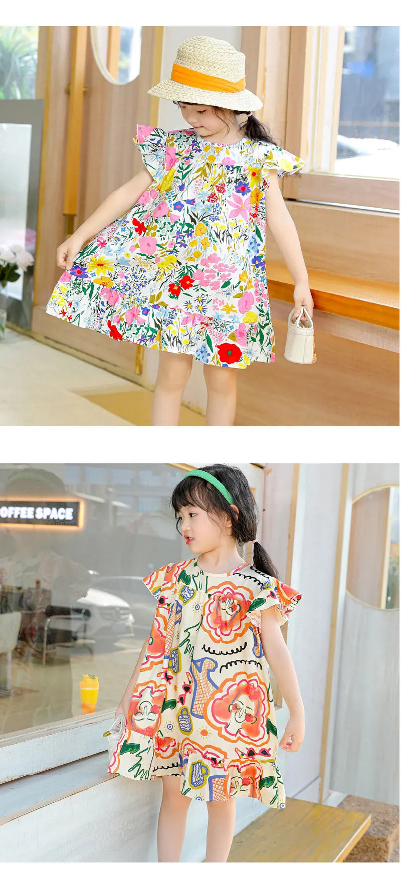 Robes d'été pour filles, 100 % coton, vêtements pour enfants, tenue de princesse de fête, à la mode, motif floral, robes de plage