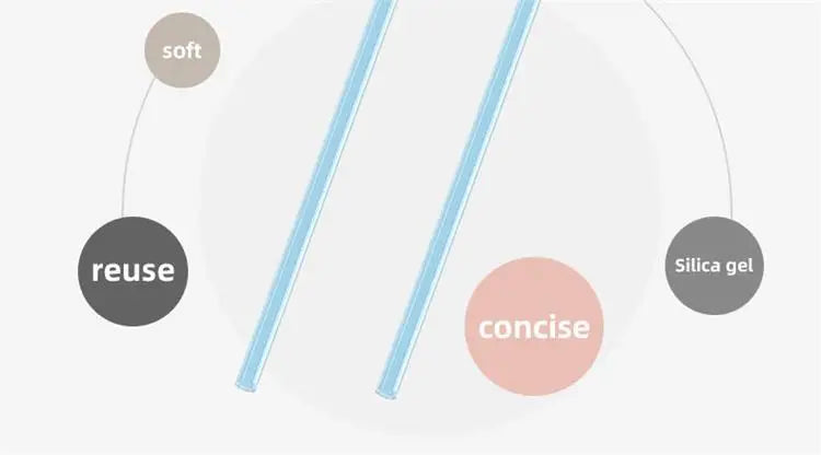 Pailles transparentes en Silicone, 6 pièces, réutilisables, de qualité alimentaire, pliables, droites, avec brosse de nettoyage, ensemble d'accessoires de fête