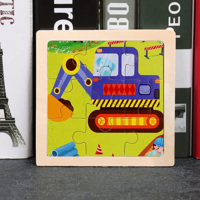 Puzzle en bois de petite taille, jouets Montessori pour bébé, jeu de société 3D, jouets éducatifs, cadeau pour enfants, 9 pièces