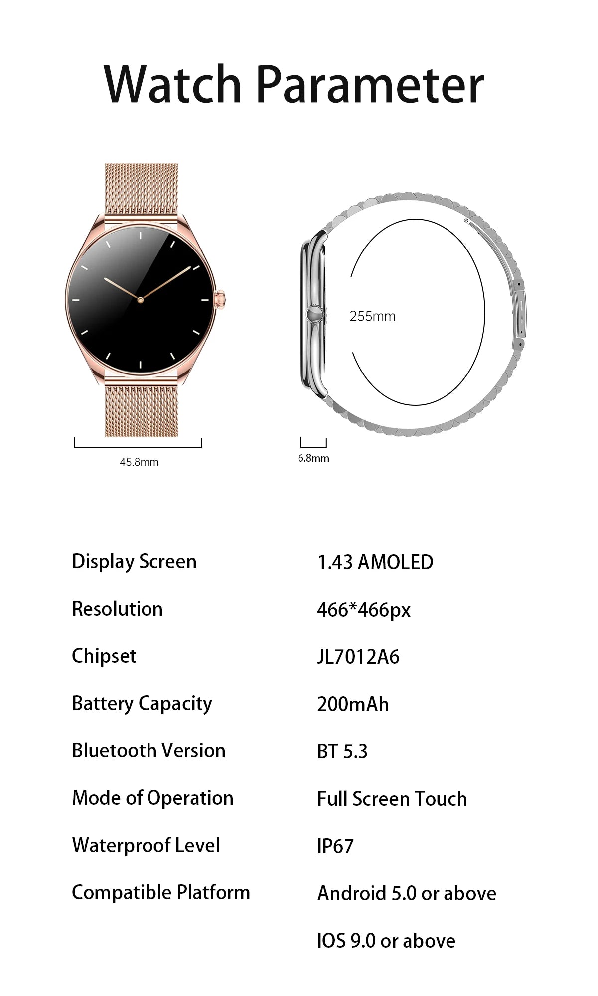 Montre connectée Utral mince pour femmes, écran AMOLED HD de 1.43 pouces, appel Bluetooth, traceur multi-sport, lecteur de musique, chargement USB, nouveauté 2025
