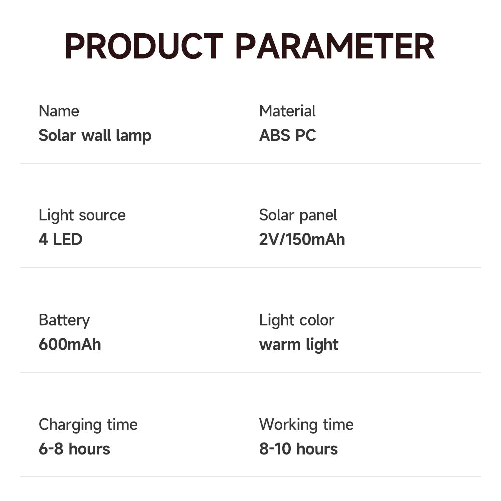 Applique Murale Solaire d'Extérieur, Lumière Chaude, Étanche, Haut et Bas, Éclairage de délégations, Cour, Décoration de Jardin, 4LED, 6LED, 8LED