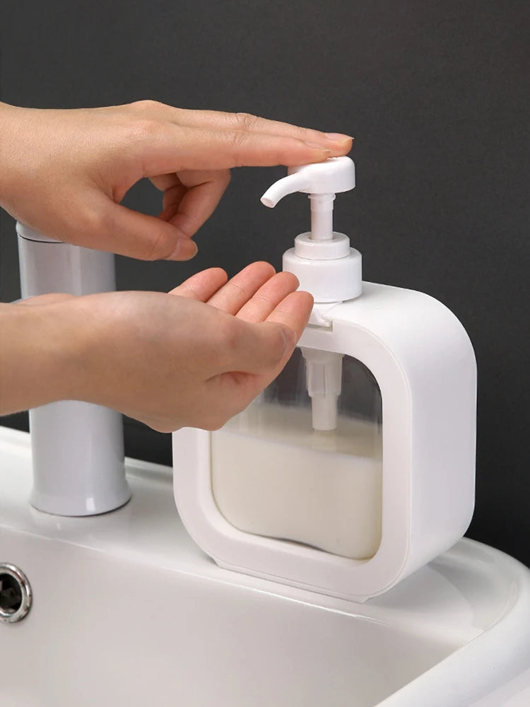 Bouteille distributrice de savon de grande capacité, bouteille de presse en plastique transparent et visible, adaptée aux voyages, à la cuisine, à la salle de bain
