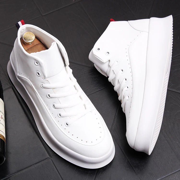 Marque designer hommes bottes rouge blanc chaussures en cuir de vache beaux appartements chaussure plate-forme botte cheville botas masculinas chaussures homme