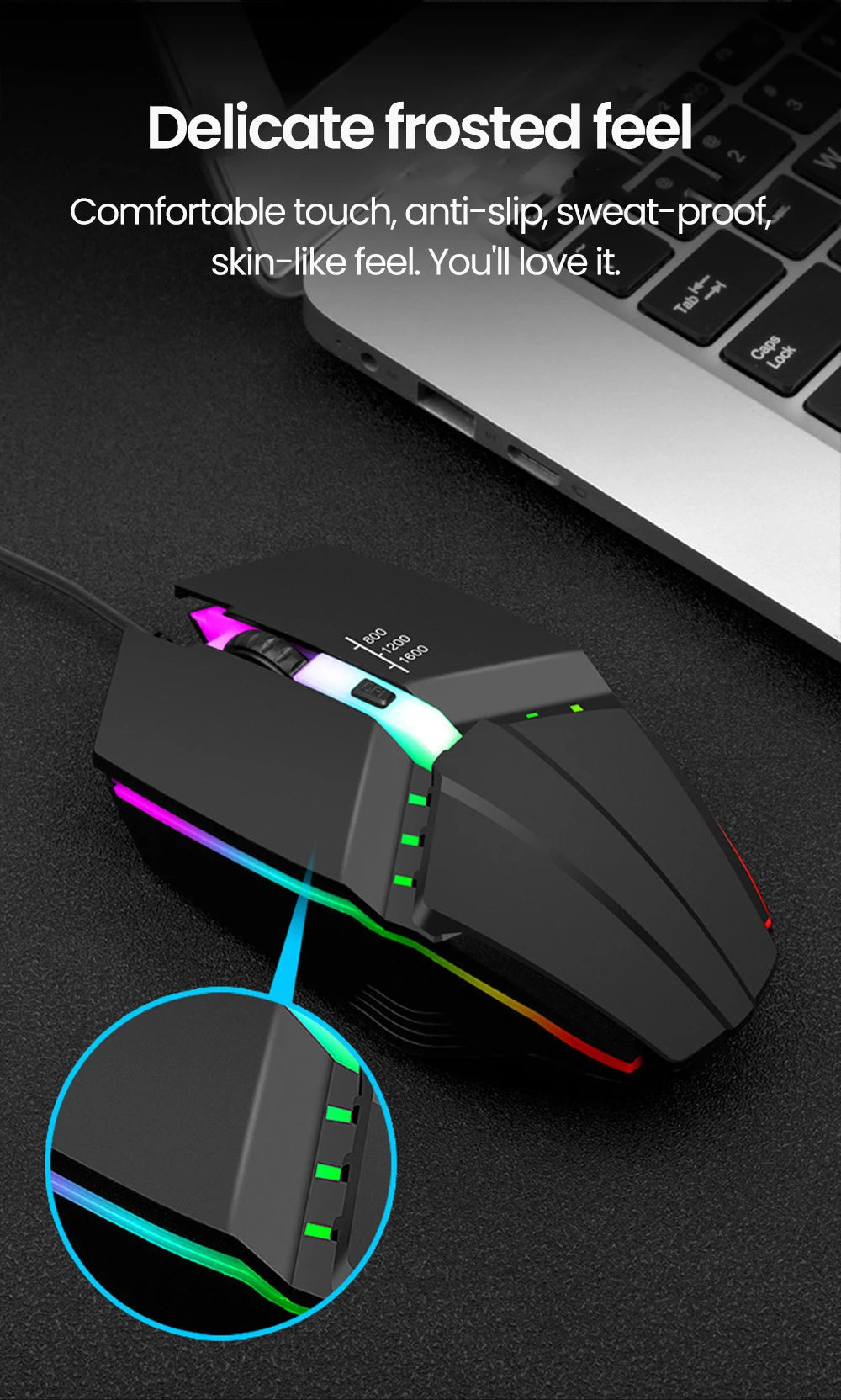 Elough souris filaire muet USB souris de jeu filaire pour ordinateur de bureau ordinateur portable bureau à domicile RGB LED lumineux rétro-éclairé souris jeu