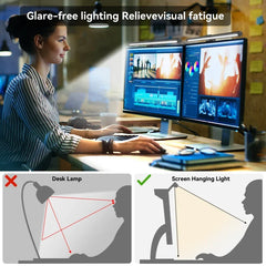 Barre lumineuse d'écran de moniteur de lampe de bureau à LED, escales informatiques RVB, lumières double face pour le travail, l'étude, la lecture, le jeu, l'éclairage de gradation