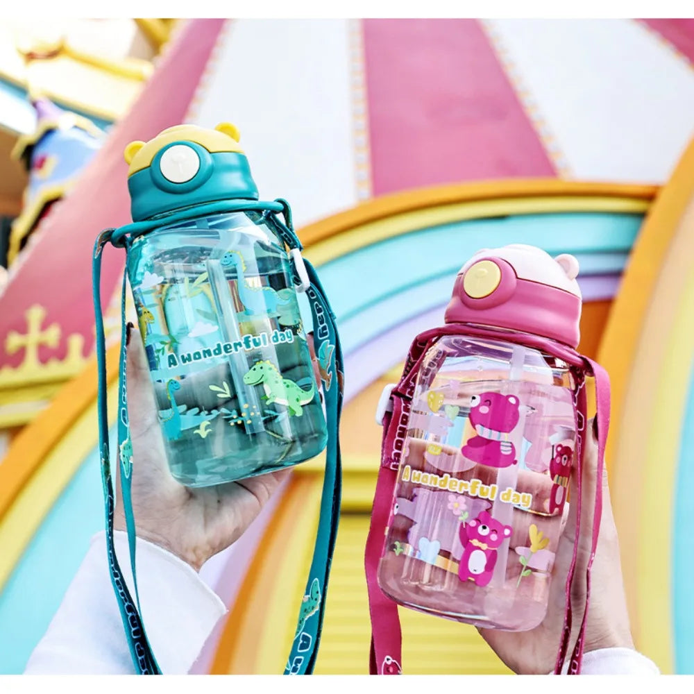 Bouteille d'Eau Portable de 650ml avec Paille pour Enfant, Sans BPA, Étanche, pour l'Extérieur