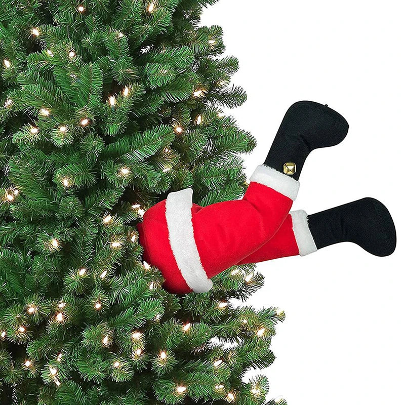 Décoration d'arbre de noël, jambes de père noël, décor de porte en peluche, jambe d'elfe du père noël, décor de noël pour la maison, ornements suspendus 2024