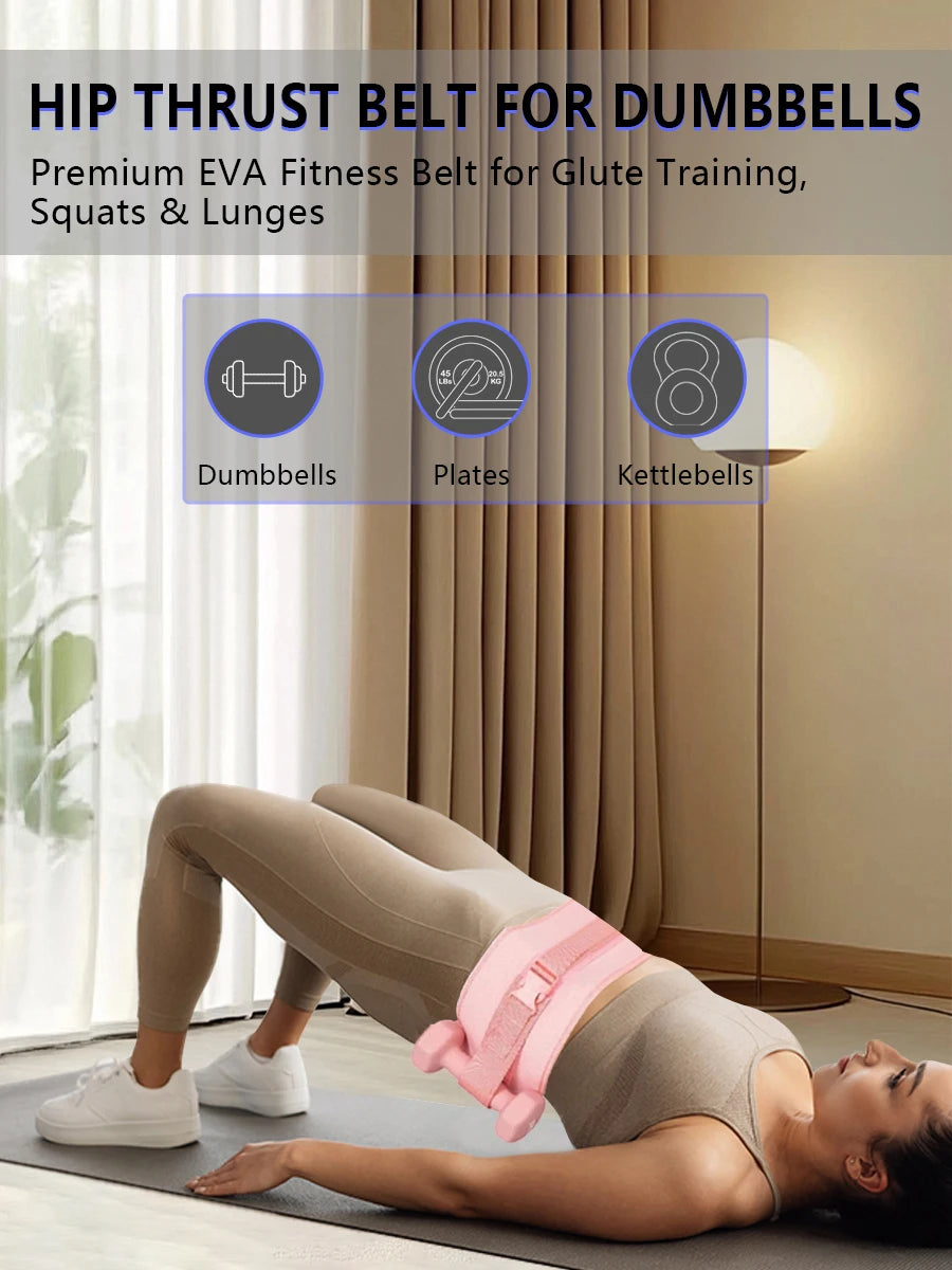 Exercise hip push belt - thickened and widened dumbbell hip push belt, comfortable for dumbbells, kettlebells, gym or home workouts