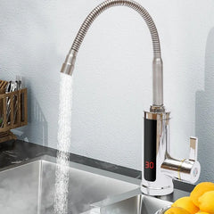 Robinets de cuisine robinet électrique robinet de cuisine chauffe-eau instantané chauffable 3KW salle de bains cuisine rotatif 360 °   LCD