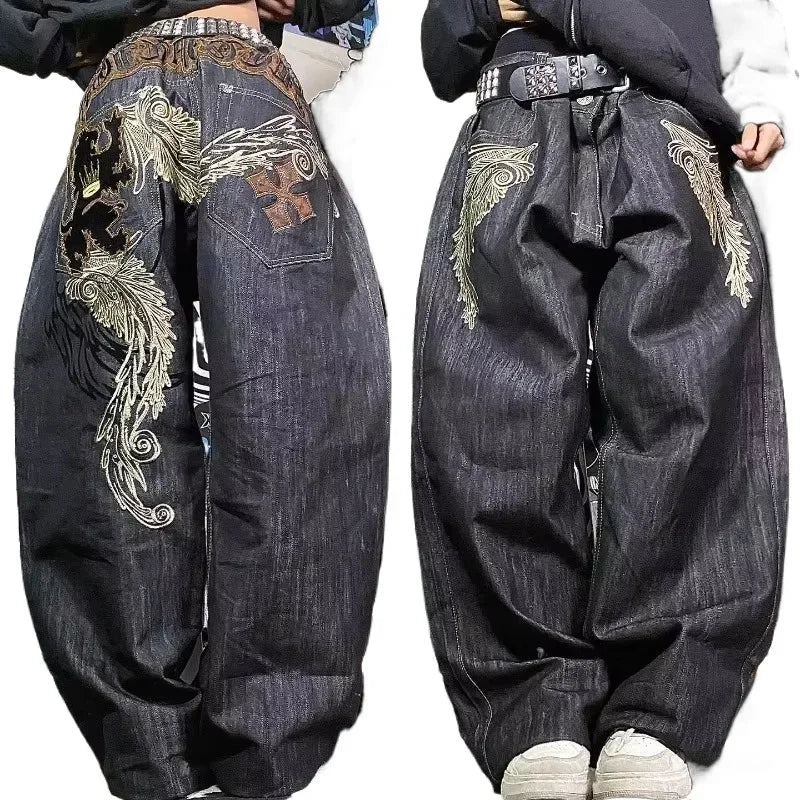 American Y2K 2025 New Baggy Wide Leg Black Oversized Jeans Women's Casual Street Joker Denim Pants Couple Jeans Vintage Streetwear