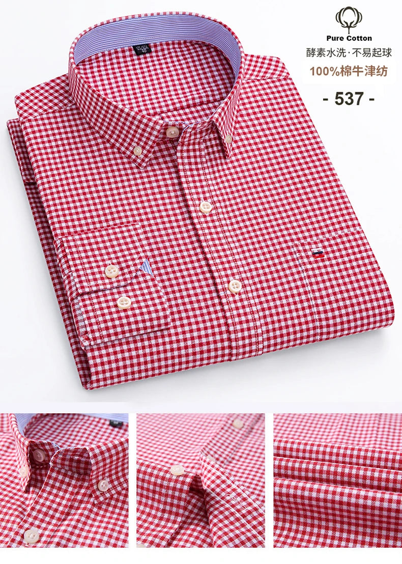 2024 mode hommes travail affaires marque Chemise hommes Plaid coton tenue décontractée chemises coupe ajustée à manches longues boutonné Chemise Homme