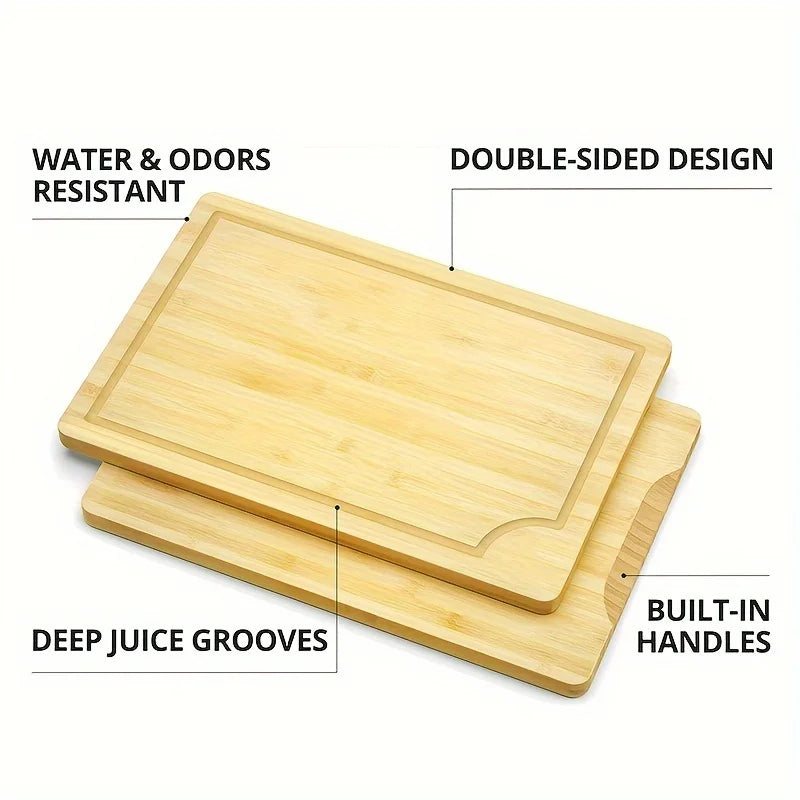 Ensemble de planches à découper en bambou, planche à découper polyvalente épaisse en bois pour viande, légumes et fruits