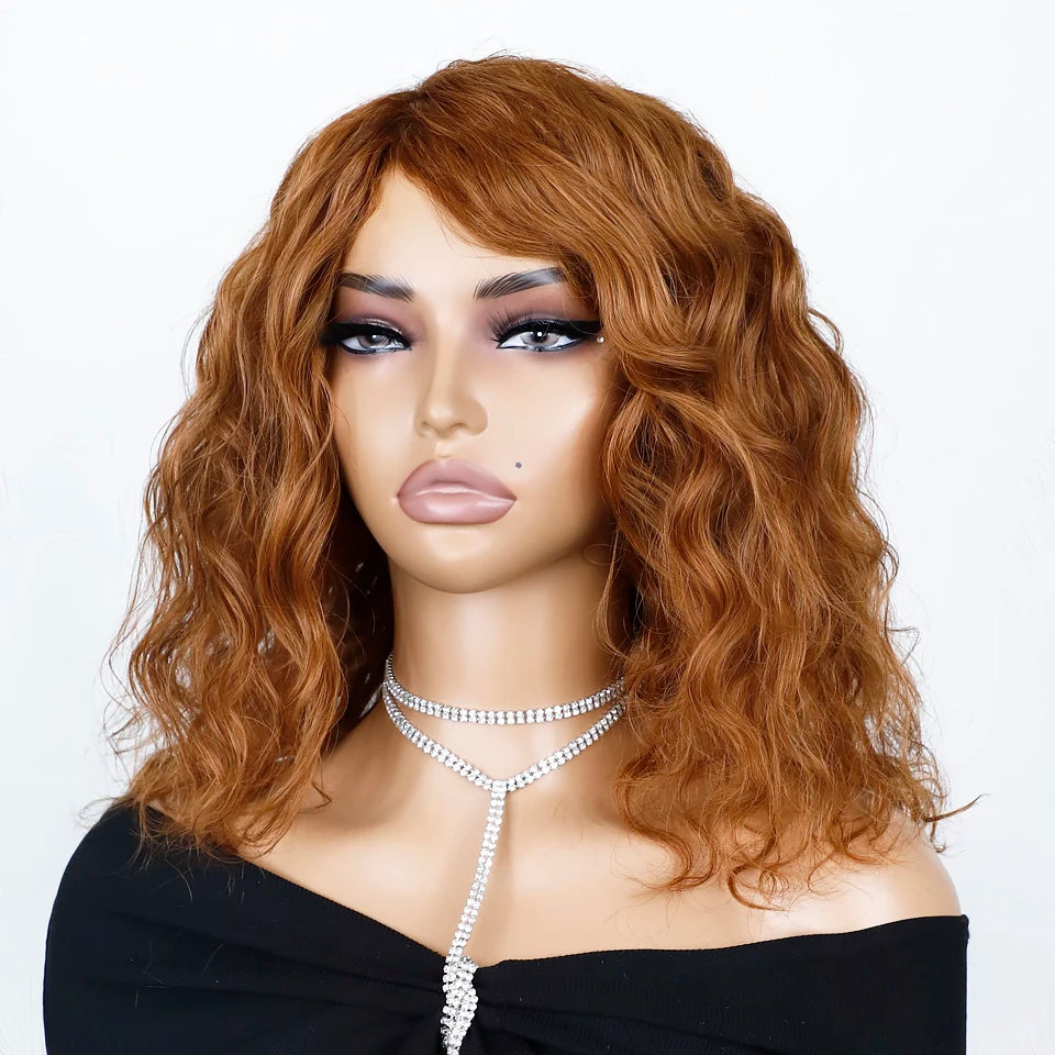 Perruques de Cheveux humains supérieures coupe lutin courte brun naturel Multi séparation 100% vrais Perruques de Cheveux humains Perruques Cheveux Humains de haute qualité